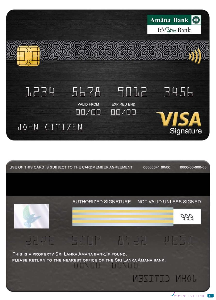 Download Sri Lanka Amana bank visa signature card Photoshop template